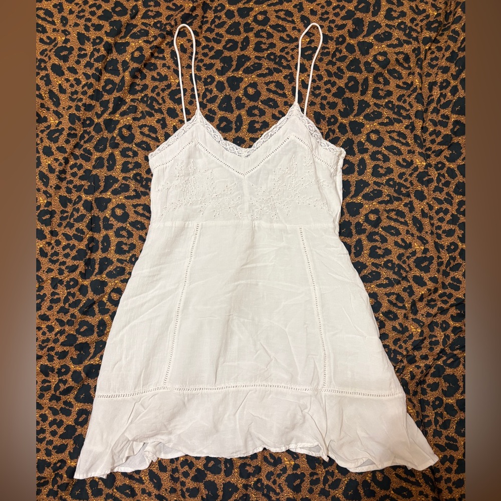 ZARA White Eyelet Spaghetti Strap Summer Dress